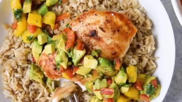 Grilled Chicken with Mango Avocado Salsa