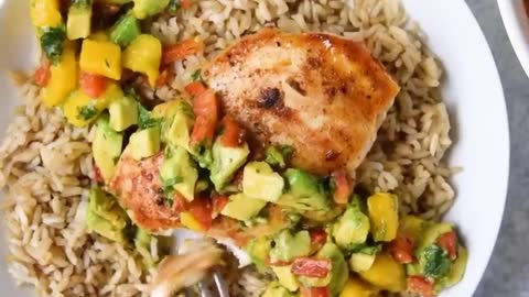 Grilled Chicken with Mango Avocado Salsa