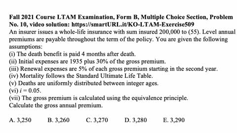 Exam LTAM exercise for December 20, 2021