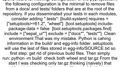 how to exclude quottestsquot folder from the wheel of a pyprojecttoml managed lib