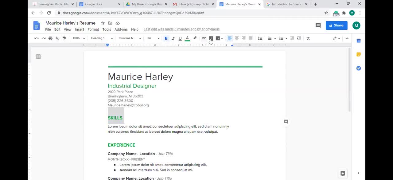 Google Resume Help