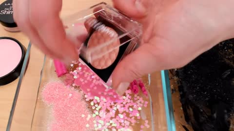 Pink vs Black - Mixing Makeup Eyeshadow Into Slime ASMR 328 Satisfying Slime Vid