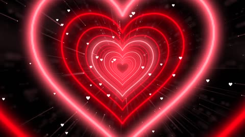 076. Heart Tunnel❤️Red Heart Background Neon Heart Background