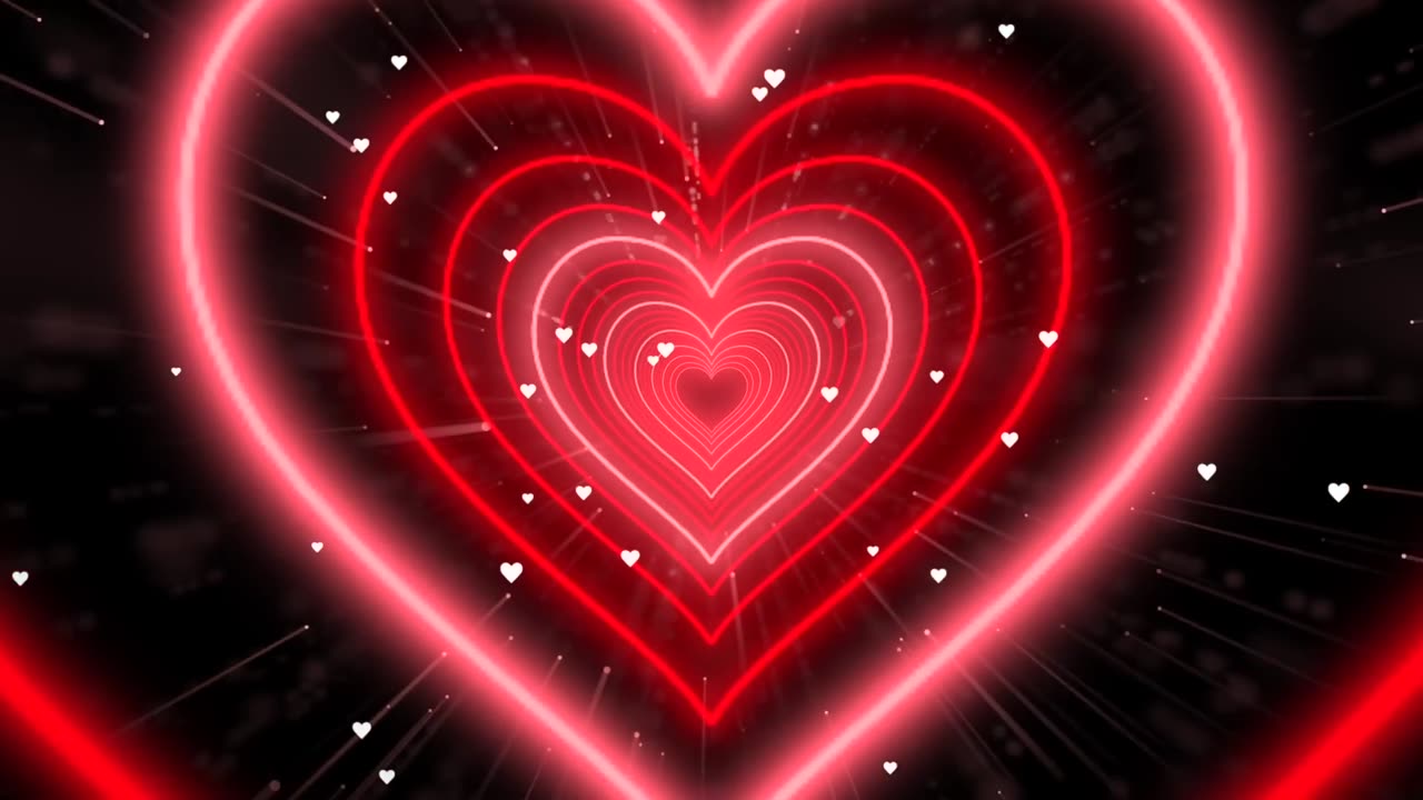 076. Heart Tunnel❤️Red Heart Background Neon Heart Background