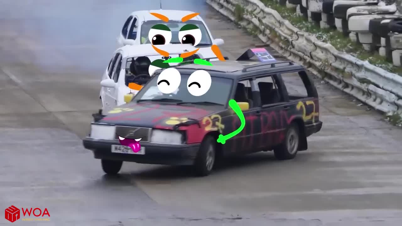 Funny Car Wars _ Demolition Derby Hardest Hits _ Banger Racing Angmering Raceway - Woa Doodles