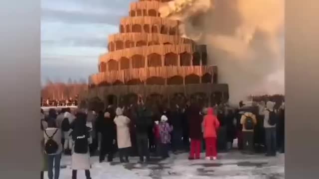 In Russia, in the Kaluga region, a replica of the Tower of Babel was burned.