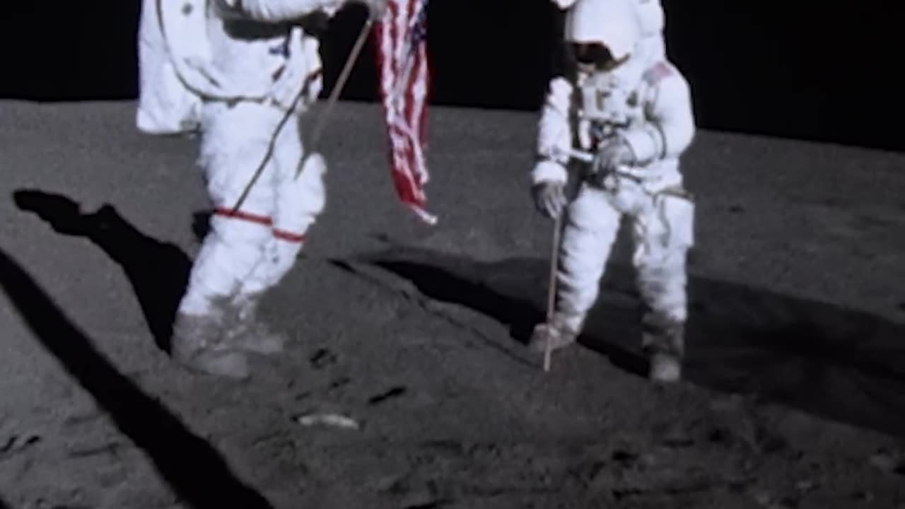 Man on moon rare footage.