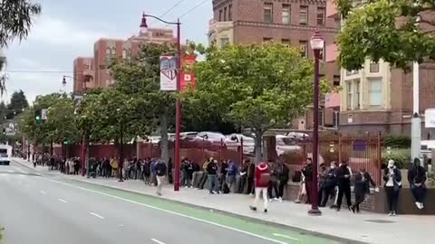 Monkeypox vaccine line in San Francisco on Monday