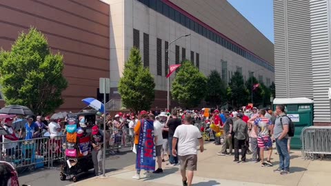 Trump Supporters in Philly line up HOURS early chanting “USA”