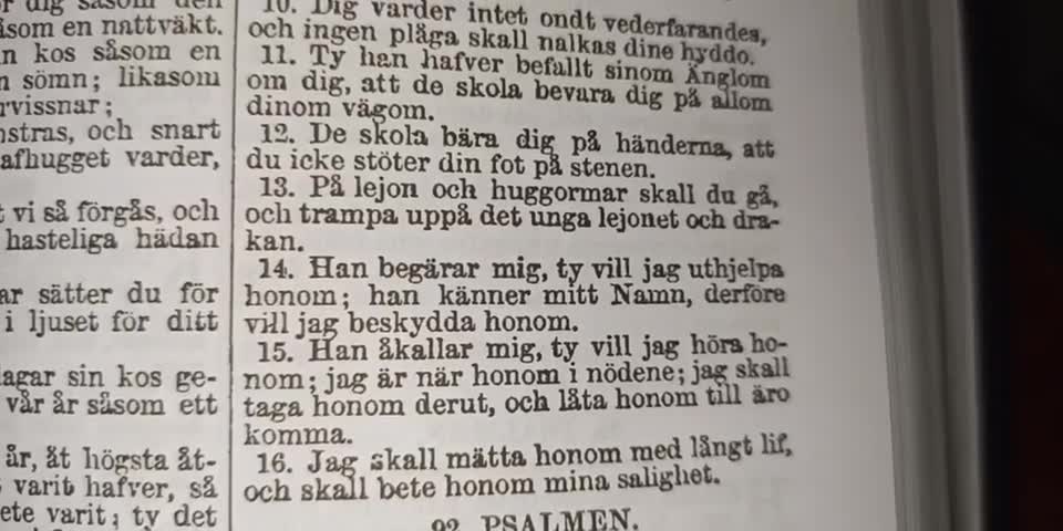 91 Psalmen ur Karl XII:s Bibel år 1703.