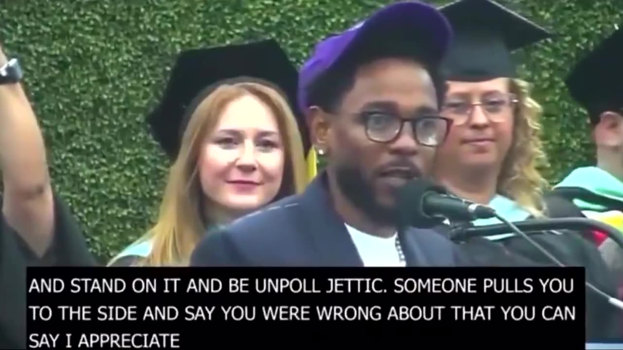 Kendrick Lamar delivers a surprise speech at Compton College's commencement ceremony