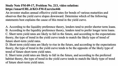 Exam FM exercise for January 22, 2022