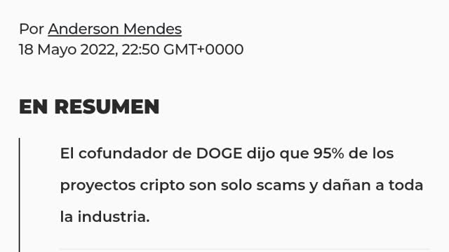 FUNDADOR DE DOGE DICE QUE EL 95 POR CIENTO DE LAS CRIPTO SON SCAM