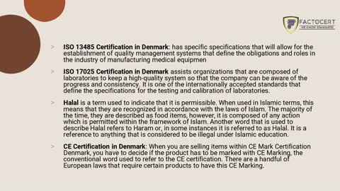 What are the types of ISO Certification in Denmark?