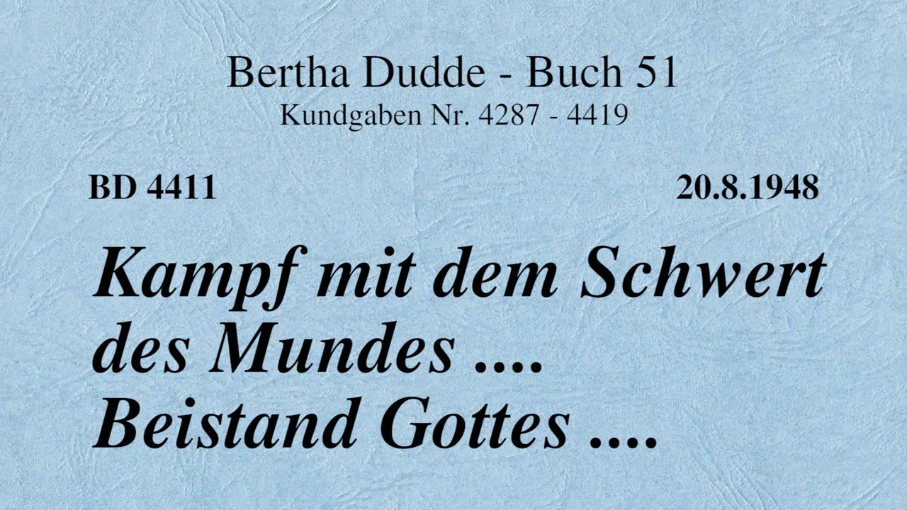 BD 4411 - KAMPF MIT DEM SCHWERT DES MUNDES .... BEISTAND GOTTES ....