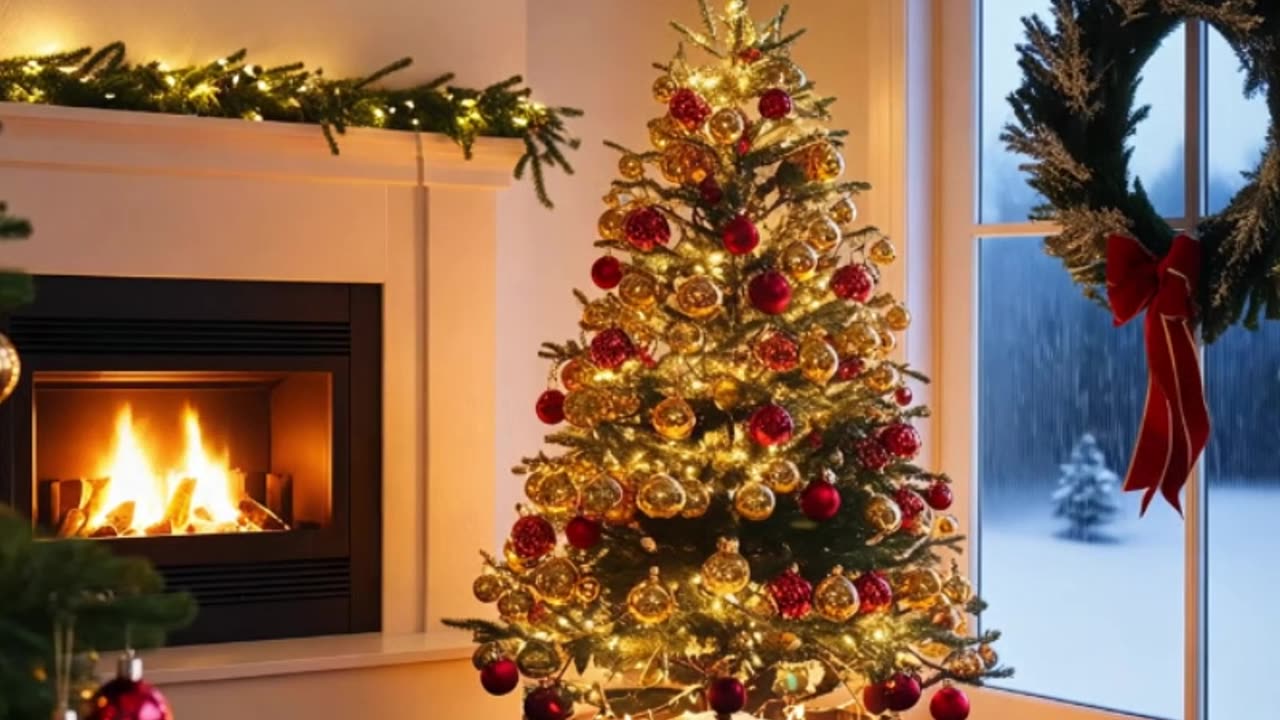 Cozy Christmas Rainfall and Fireplace Ambience | Relaxing Snowfall Sounds for Deep Sleep 🌧️🔥🎄