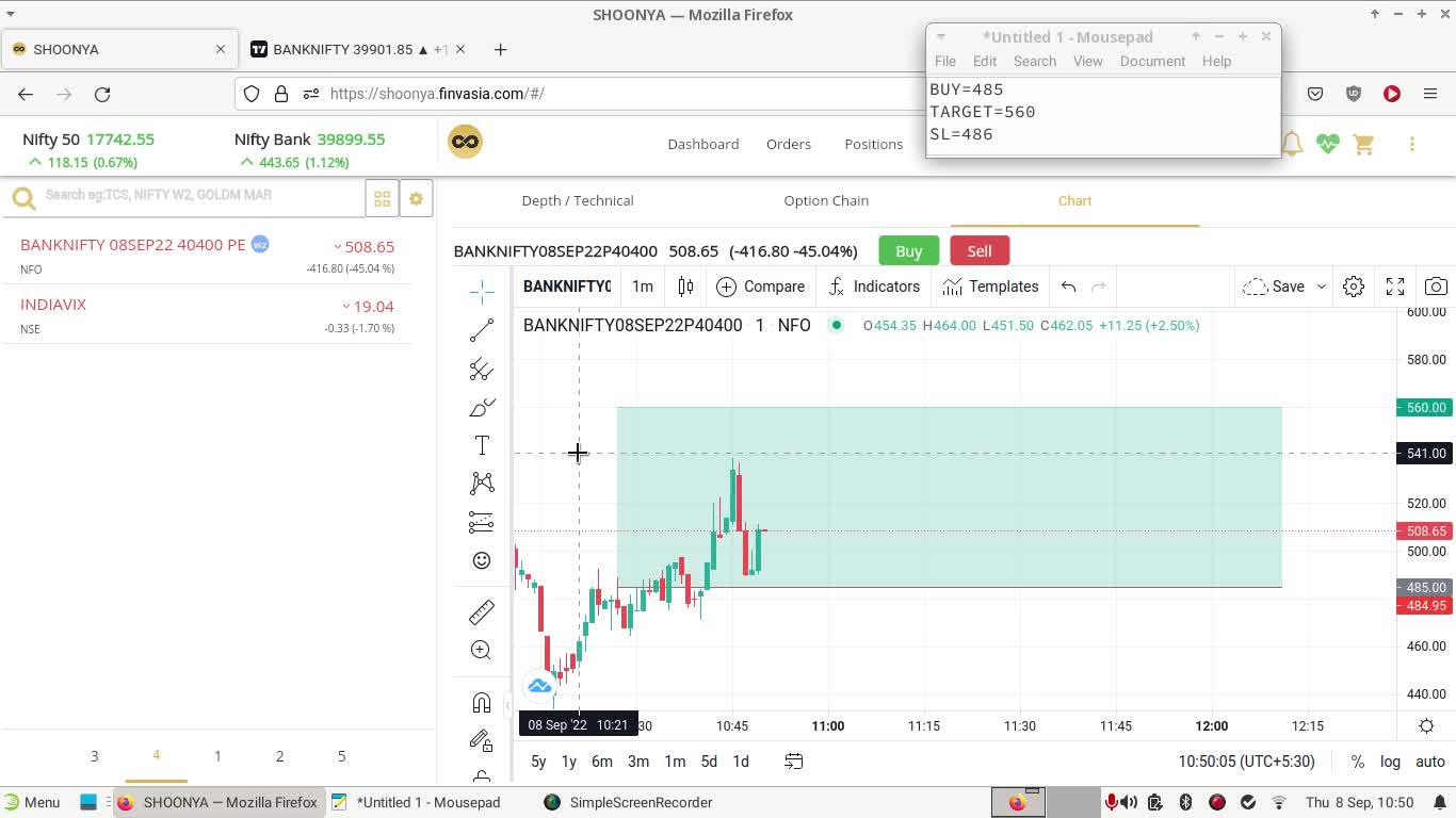 Bank Nifty Paper Trading 8 Sep 2022 | Exited at cost