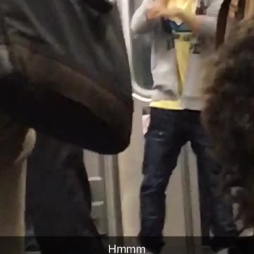 Hmmm yellow shirt headphones guy dances at end subway