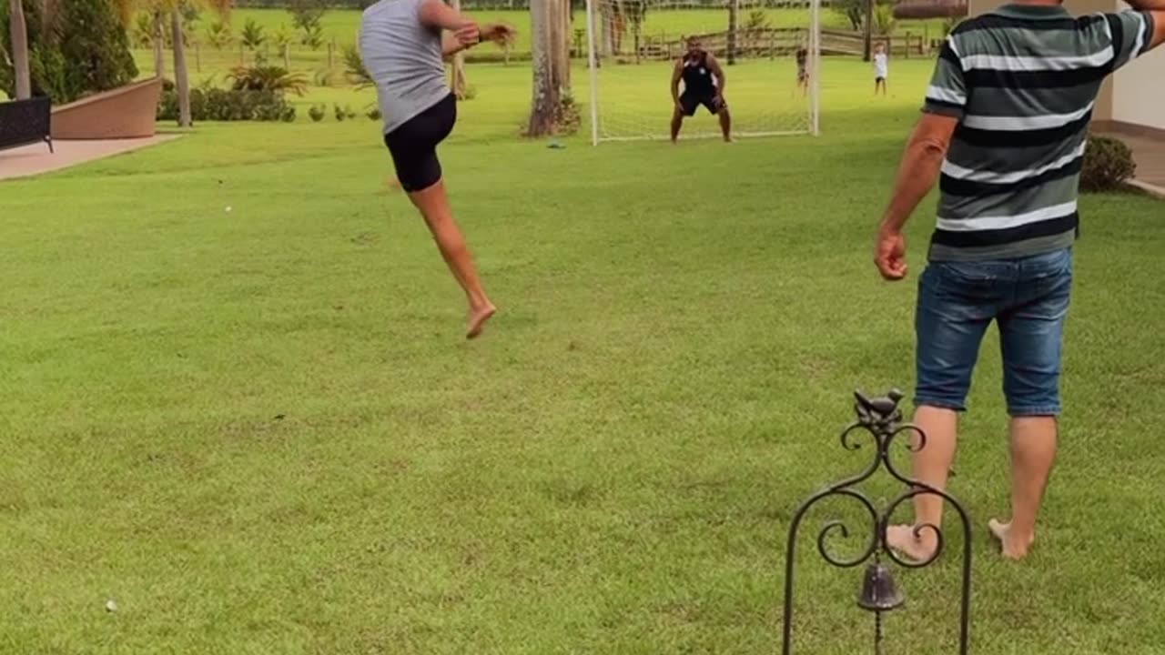 Kicked Ball Knocks Down Chandelier