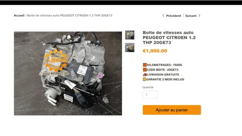 AEPSPIECES.COM - Boite de vitesses auto PEUGEOT CITROEN 1.2 THP 20GE73