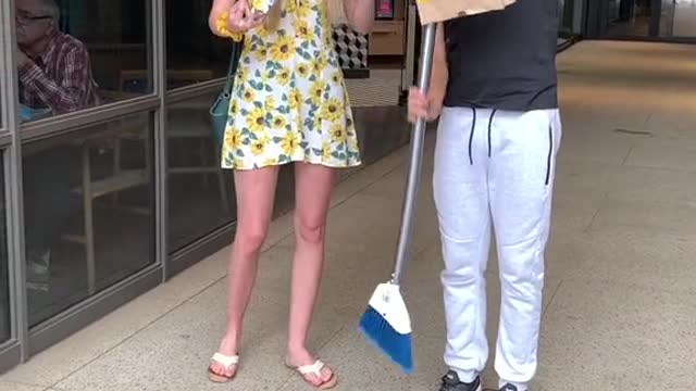 The boy turned magic on the spot to help the beauty, the beauty was surprised