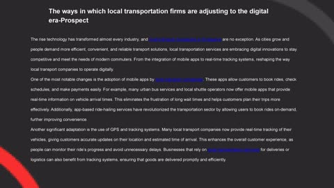 The ways in which local transportation firms are adjusting to the digital era-Prospect