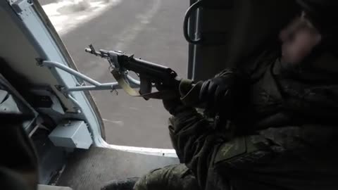 Helicopters of army aviation escort the advancement of units of the RF Armed Forces