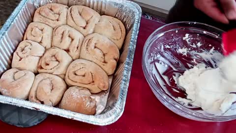 Homemade cinnamon rolls with cream cheese frosting