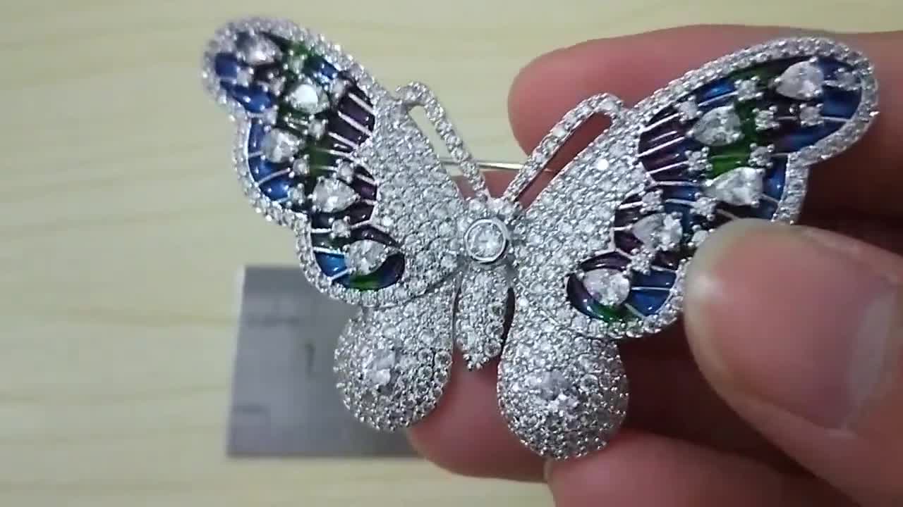 Women's wedding brooch in the form of a butterfly with cubic zirconia Jewelry