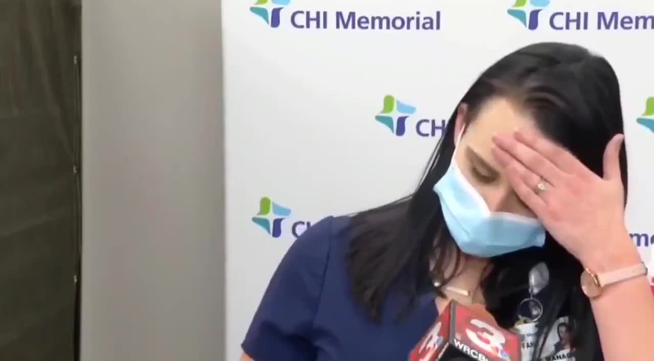 Nurse Mysteriously Passes Out While Giving Statement To Press After Receiving Vaccine