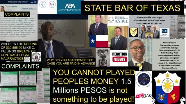 Mike C. Fallings Esq / AVVO / MARTINDALE / LAW360 / Complaints Better Business Bureau / $30,555.90 Must Be Refunded ASAP Breach Of Contract Legal Malpractice / Tully Rinckey PLLC / SMNI NEWS