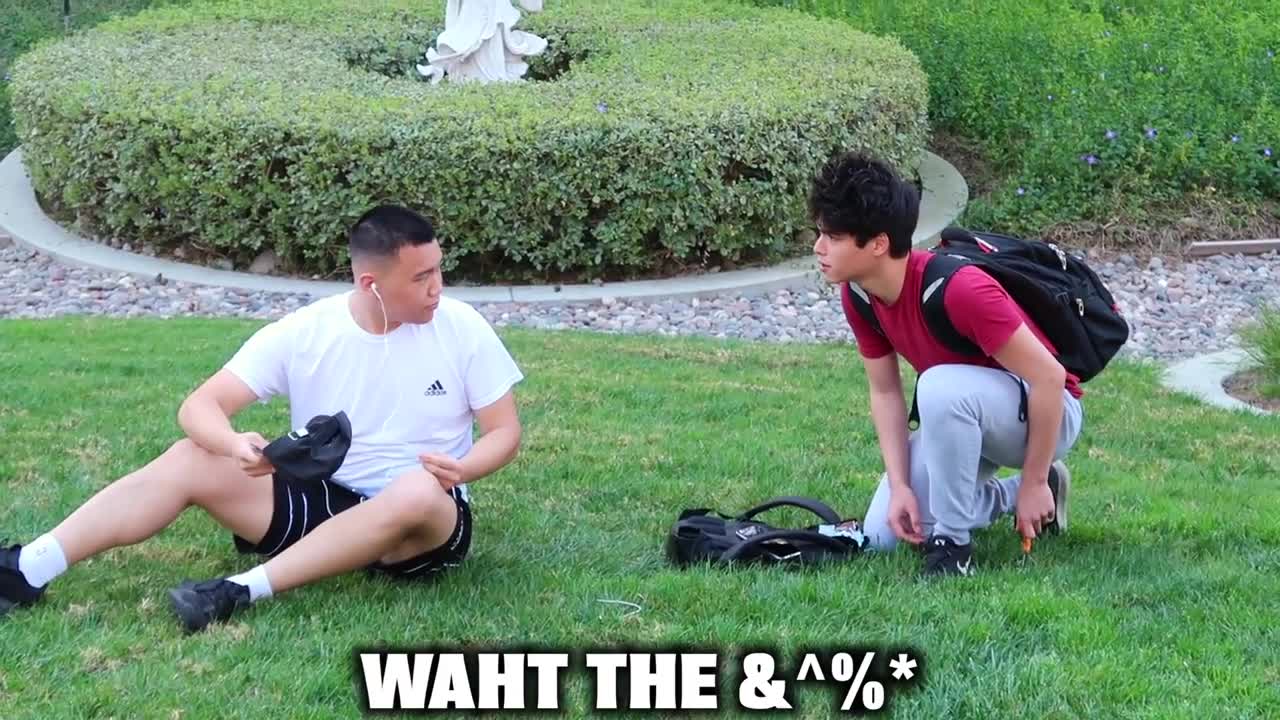Cutting peoples earphones, giving them airpods