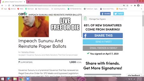 Petition To Remove Governor Sununu in NH & Seek Paper Ballots