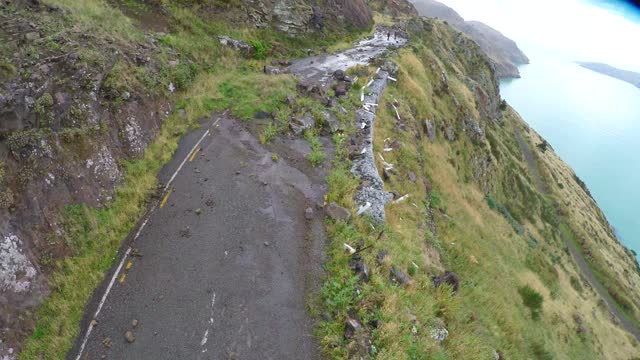 Drone shows Closed Off Road After Earthquake