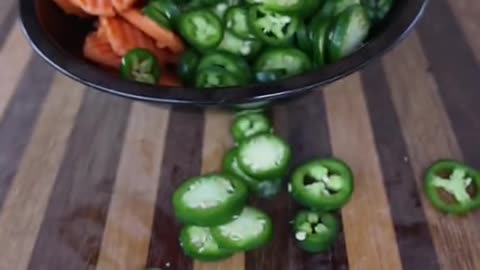 Pickled jalapeños and carrots