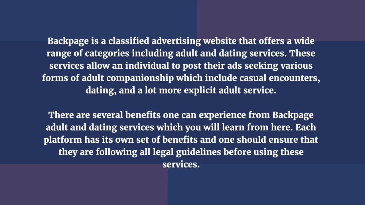 The Benefits of Backpage Adult and Dating Services