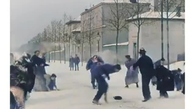 First ever recorded snowball fight (1897)
