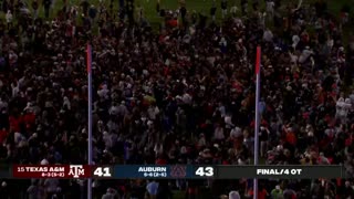 Auburn fans rush the field after wild ending to 4OT thriller vs. Texas A&M