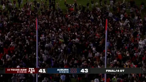 Auburn fans rush the field after wild ending to 4OT thriller vs. Texas A&M