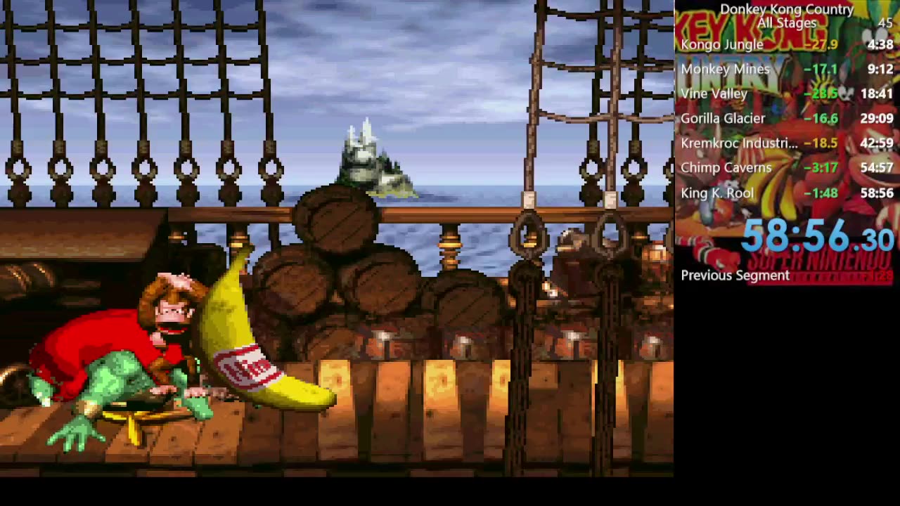 Donkey Kong Country Speed Run PB 58:56