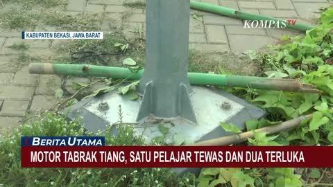 Sebuah Motor Tabrak Tiang di Bekasi, 1 Pelajar Tewas dan 2 Terluka!