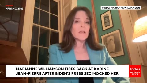 JUST IN- Marianne Williamson Reacts To Karine Jean-Pierre's 'Aura' Mockery