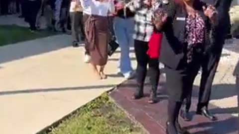 Whoa. Vice President Kamala Harris is on her third college visit and LOOK at the long line of young