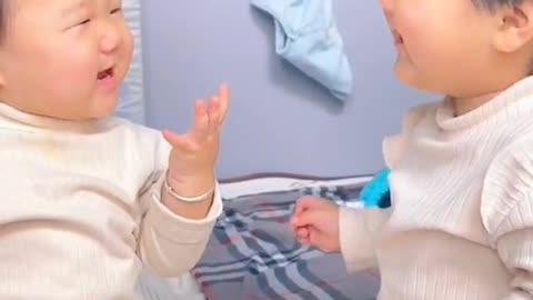 Cute baby fight