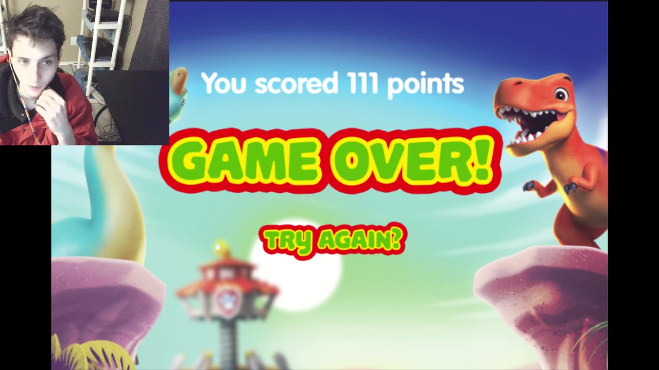 Failed Attempt #75 To Complete Level 2 In The Paw Patrol Dino Roll Video Game - Playing As A Dog