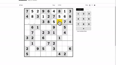 Sudoku 2023-07-05 easy
