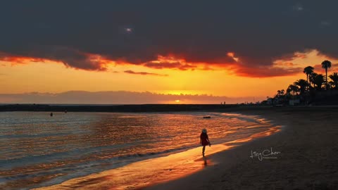 Beautiful shadows in the setting sun, shot in Tenerife, Spain