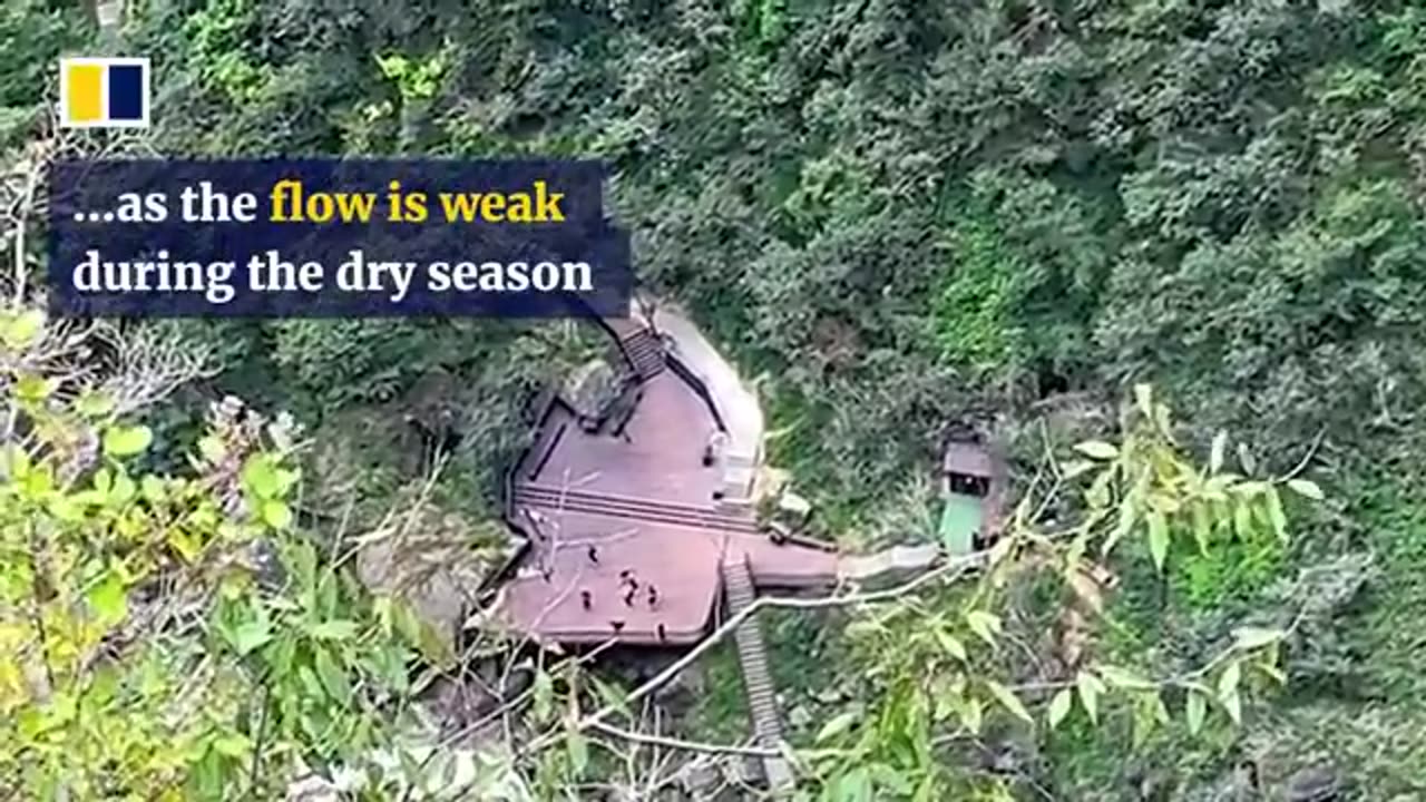 Tourist discovers waterfall in China supplied through pipes