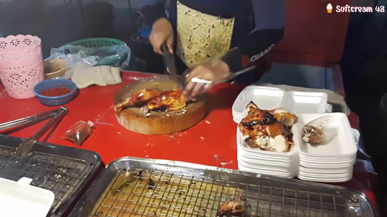 THAI STREET FOOD in Bangkok - Chicken Roast in Charcoal Oven | Kai Ob Ong