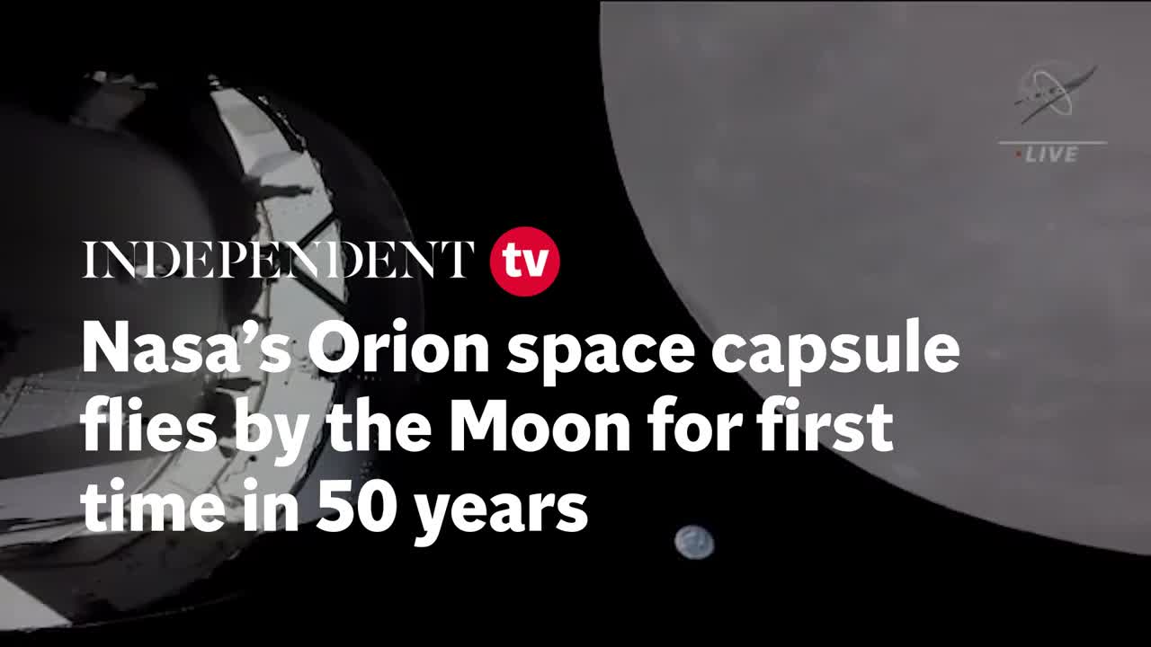 Moment Nasa's Orion space capsule flies by the Moon for first time in 50 years